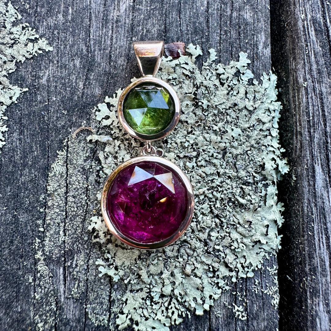 Rose cut tourmaline pendant