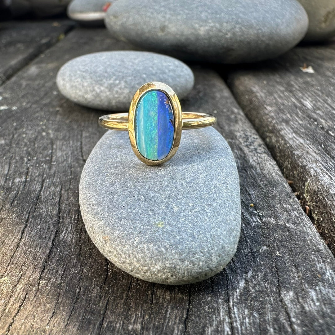 Australian Boulder opal ring