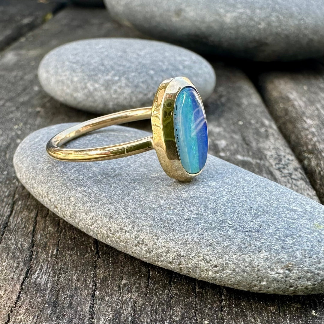Australian Boulder opal ring