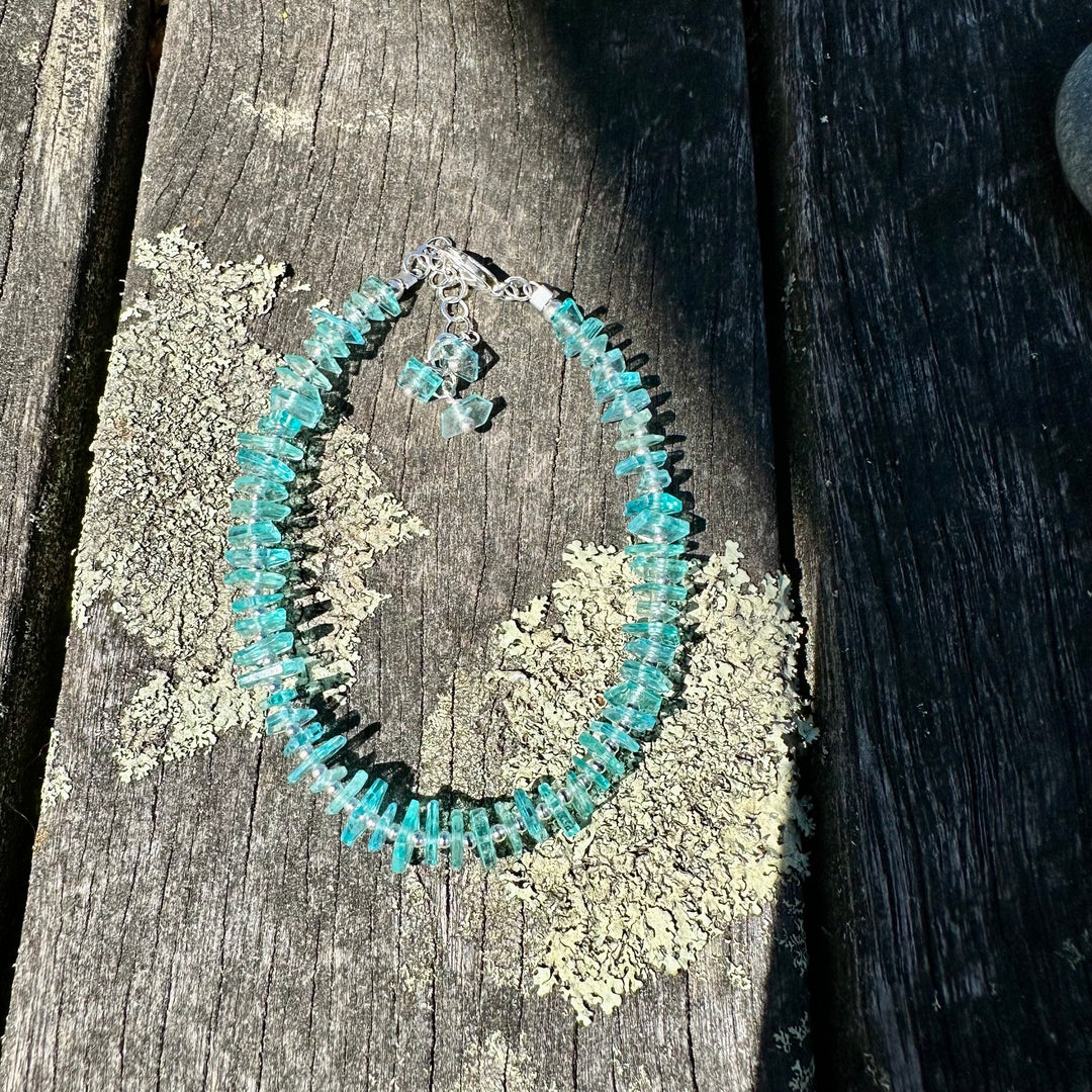 Faceted apatite rondel bracelet