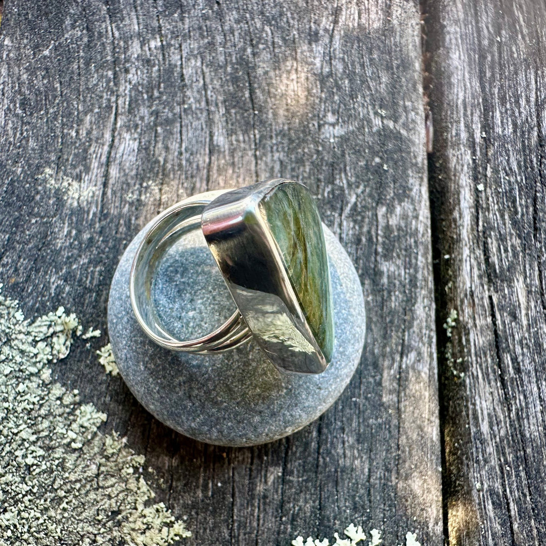 triangular labradorite ring