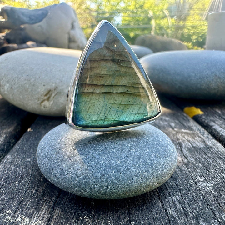 triangular labradorite ring
