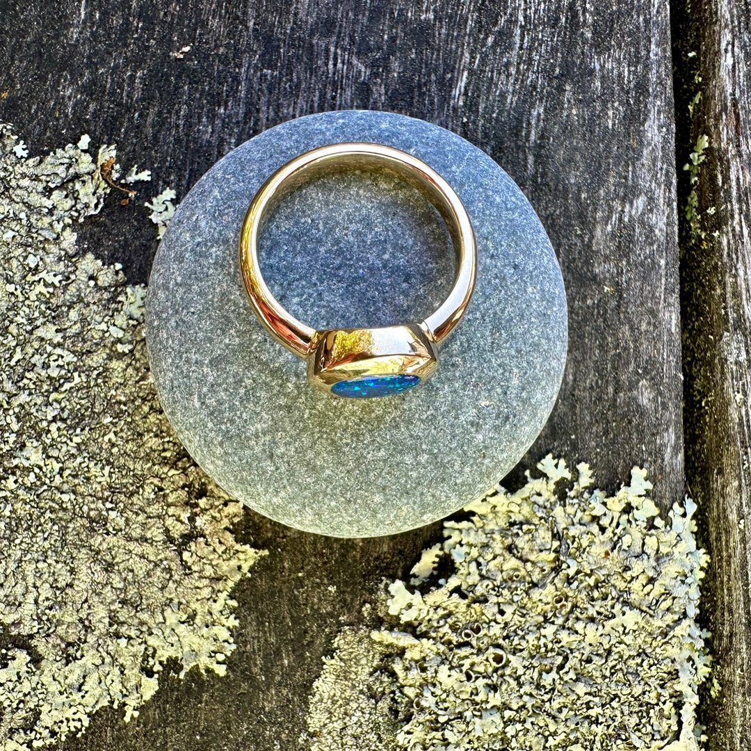 1.05ct Australian black opal ring