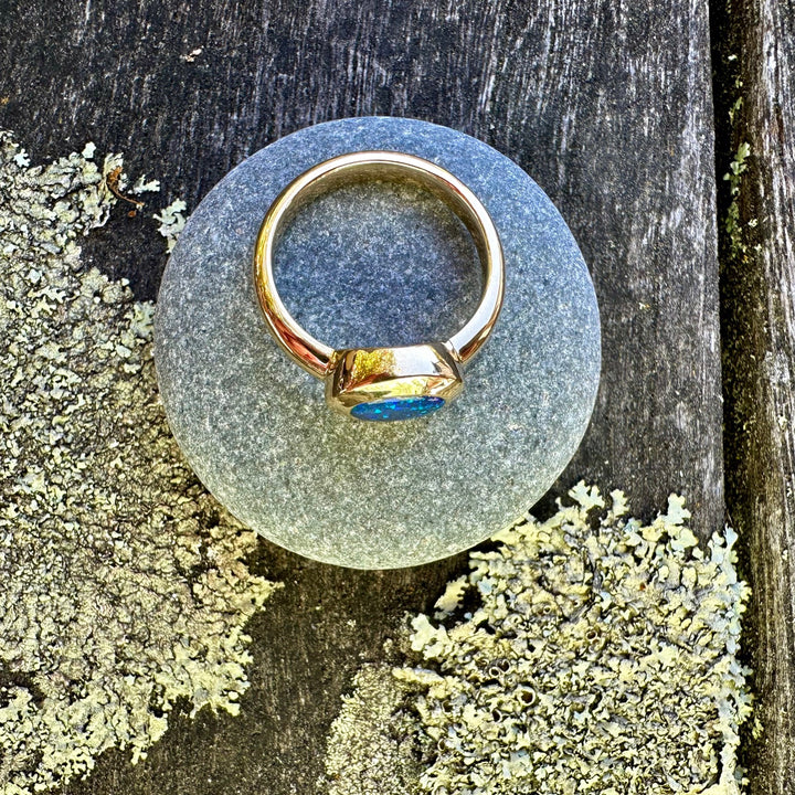1.05ct Australian black opal ring