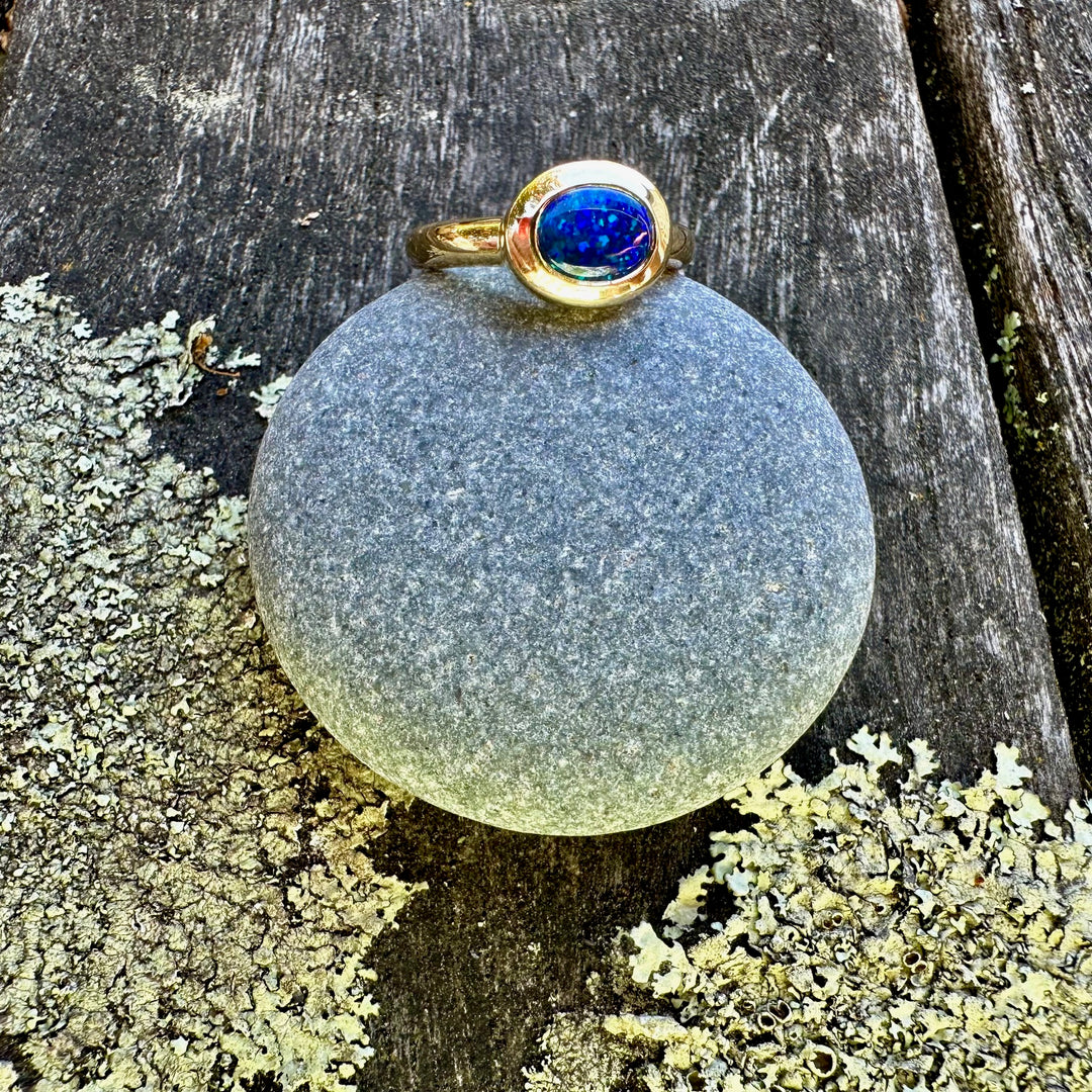 1.05ct Australian black opal ring