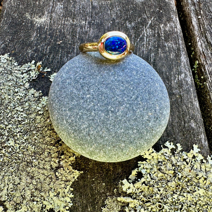1.05ct Australian black opal ring