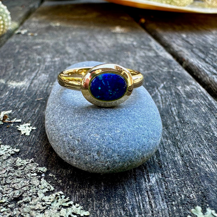 1.05ct Australian black opal ring
