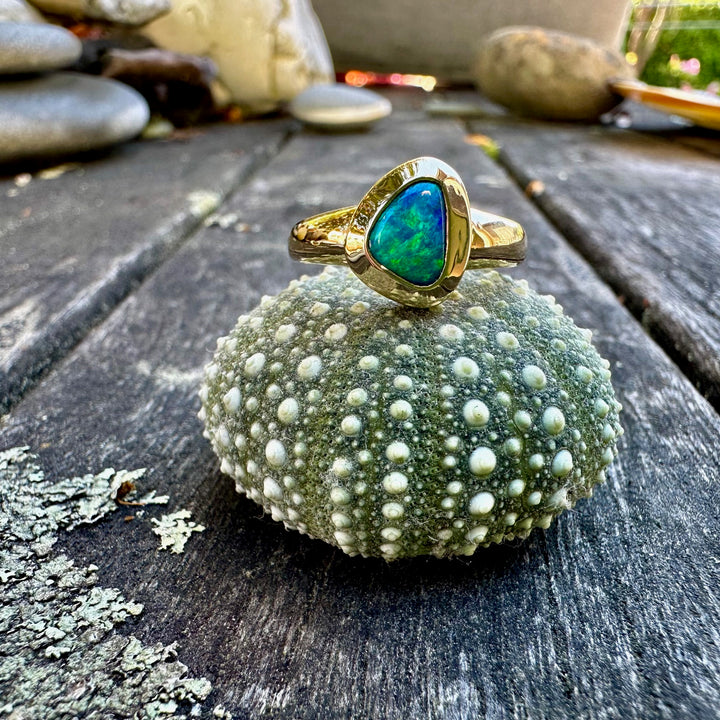 1.1ct Australian black opal ring
