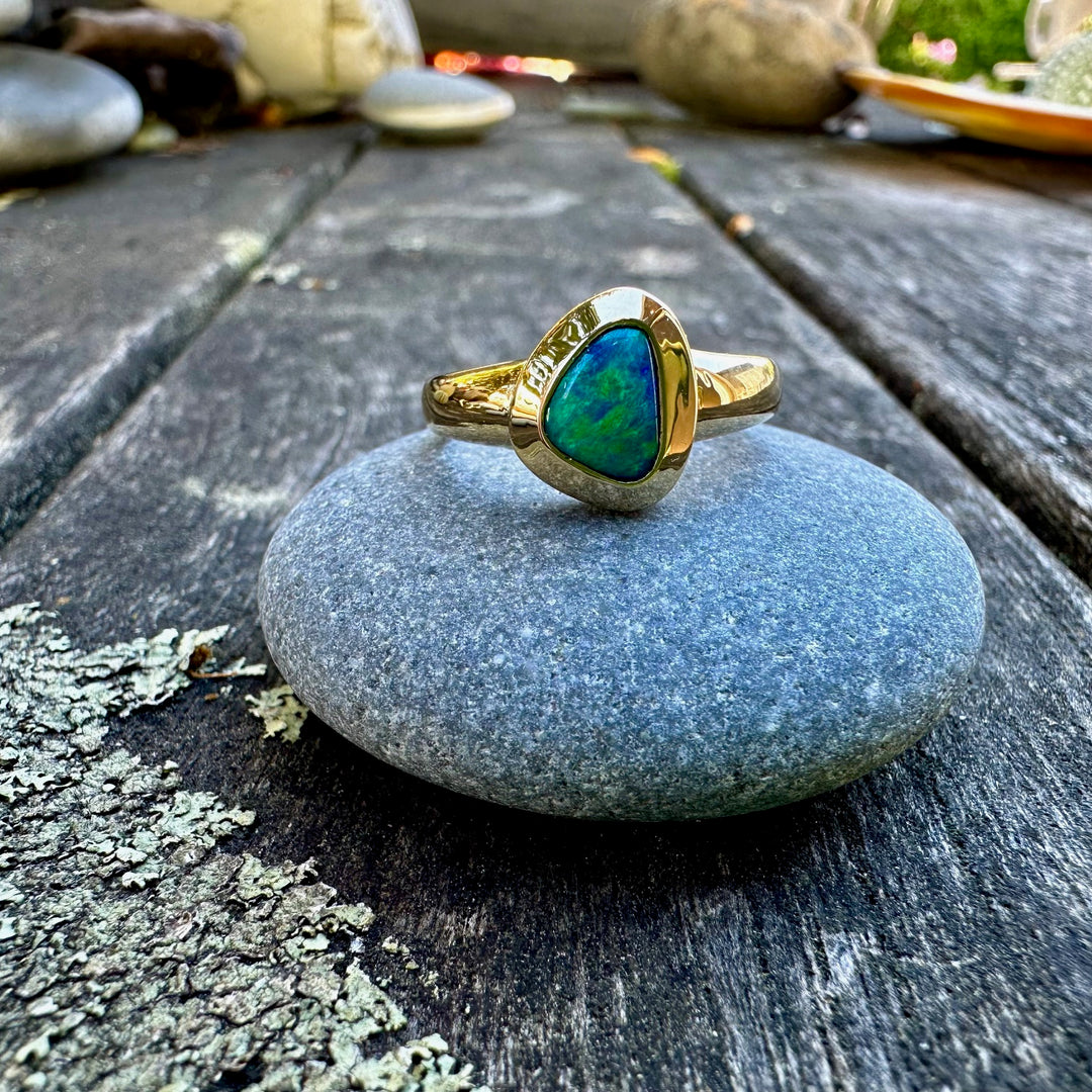 1.1ct Australian black opal ring
