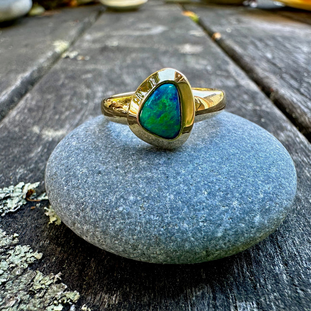 1.1ct Australian black opal ring