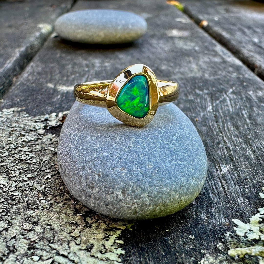 1.1ct Australian black opal ring