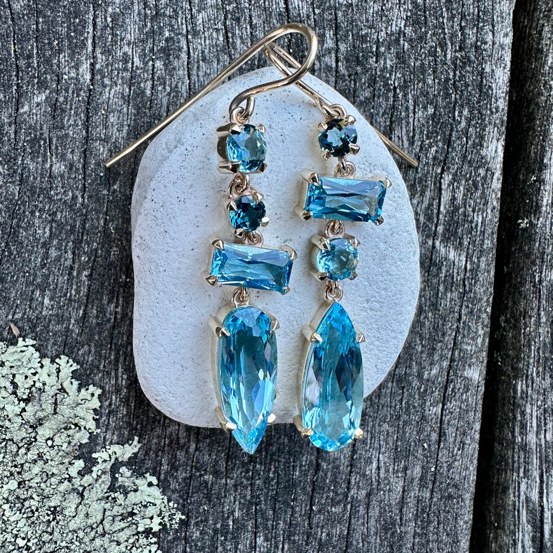 Blue topaz wild at heart  earrings