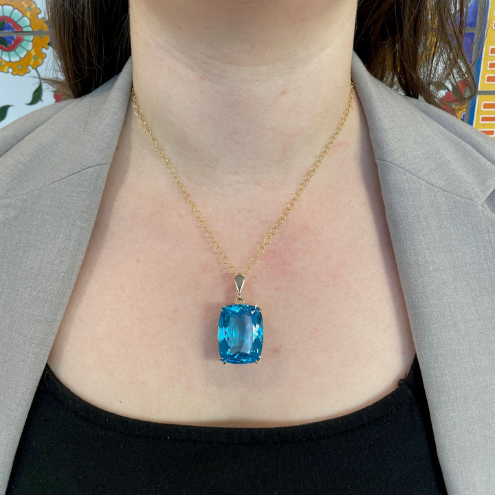 Huge Swiss blue topaz pendant