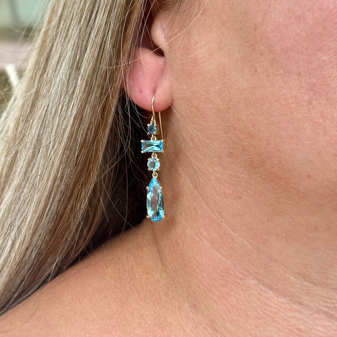 Blue topaz wild at heart  earrings