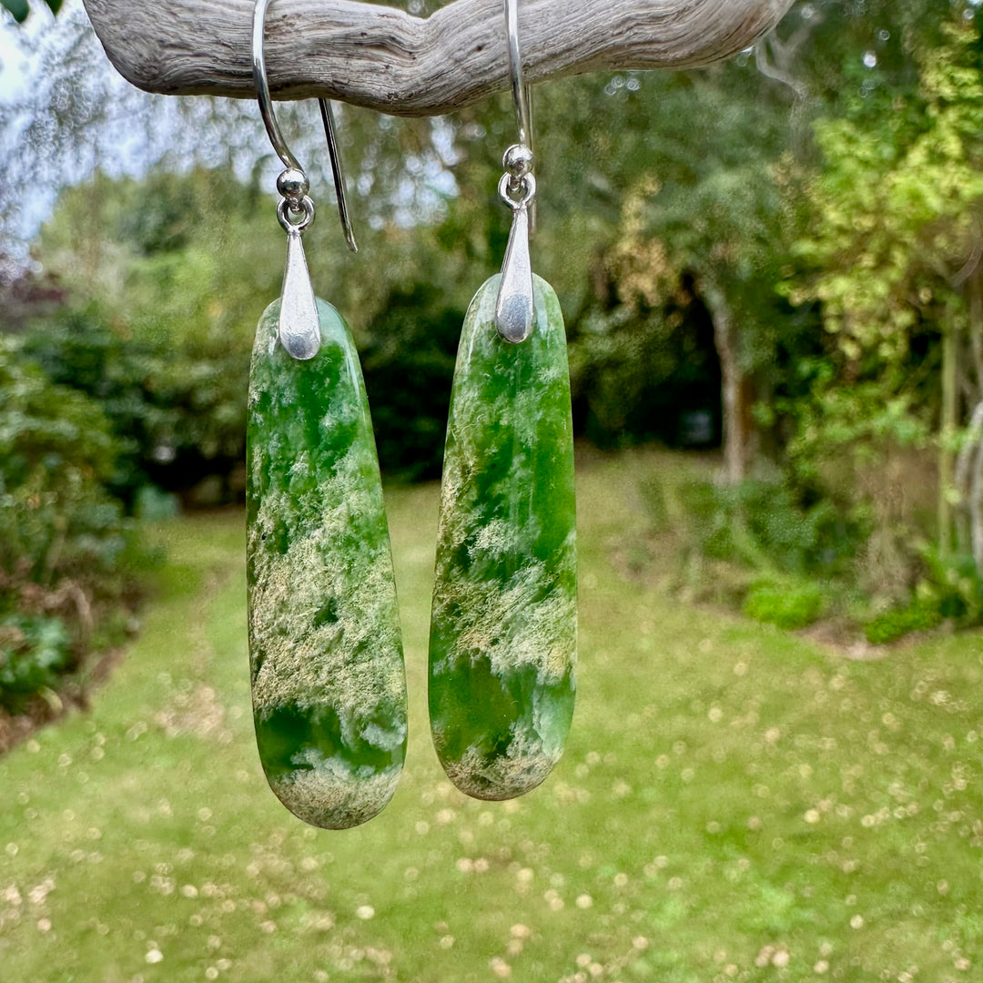Small Marsden flower greenstone earrings