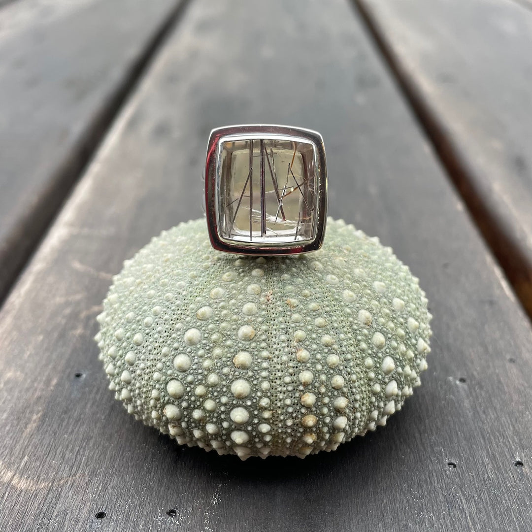 Square Rutilated Quartz Ring