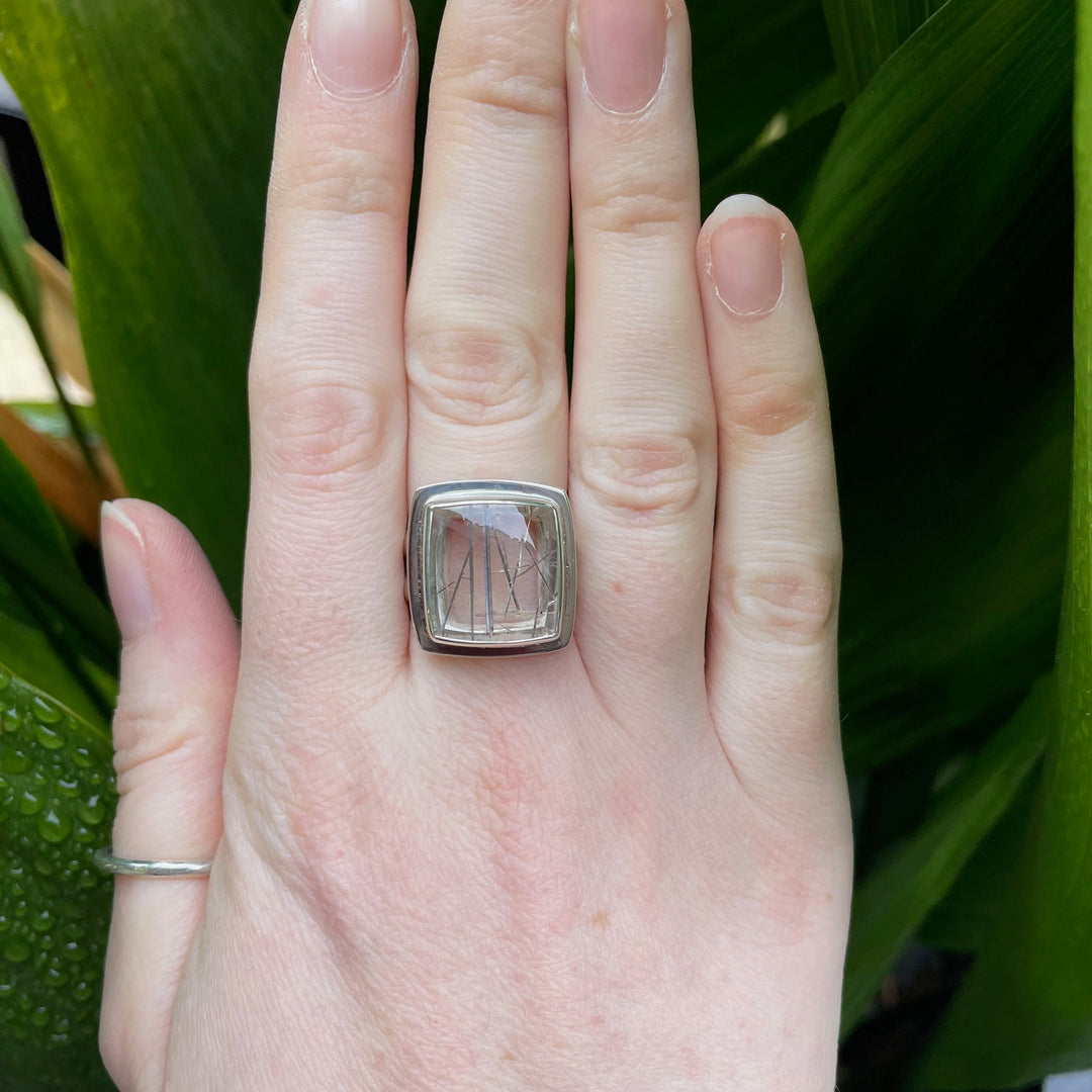 Square Rutilated Quartz Ring