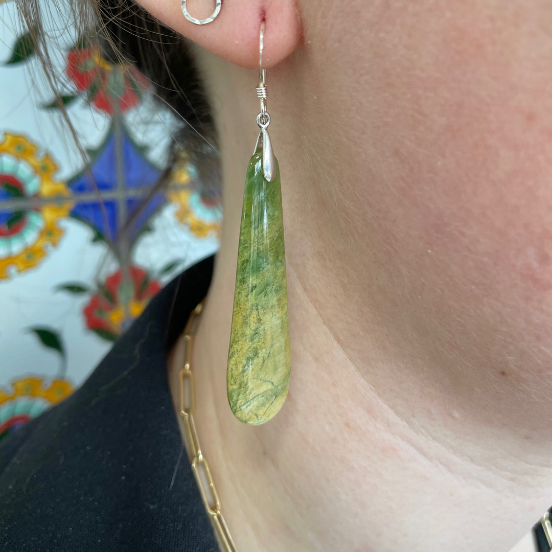 Marsden flower greenstone matched pair earrings