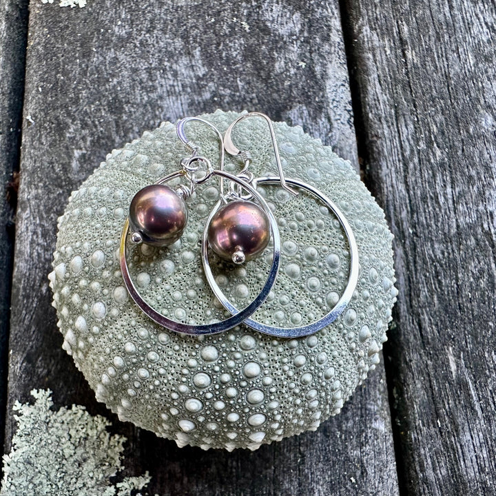 coffee coloured freshwater pearl earrings