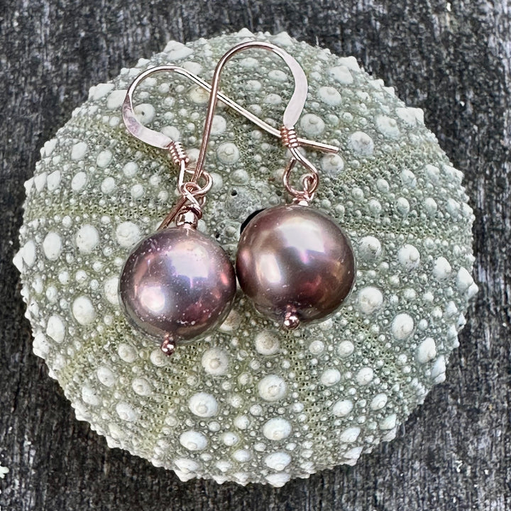 coffee coloured freshwater pearl earrings
