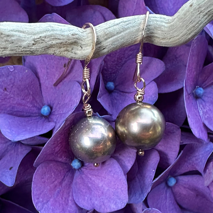 coffee coloured freshwater pearl earrings