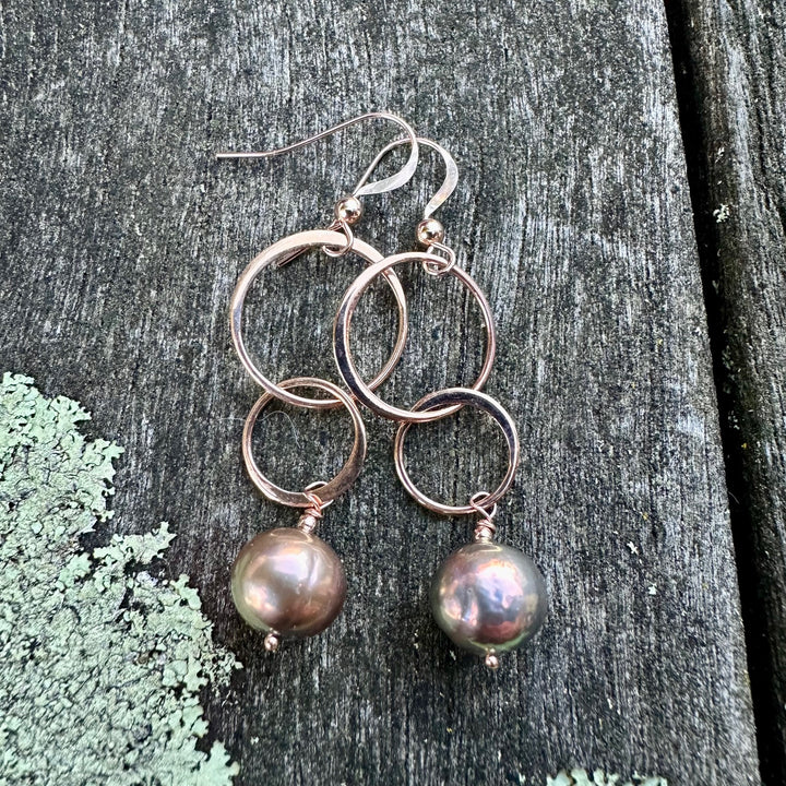 coffee freshwater pearl earrings
