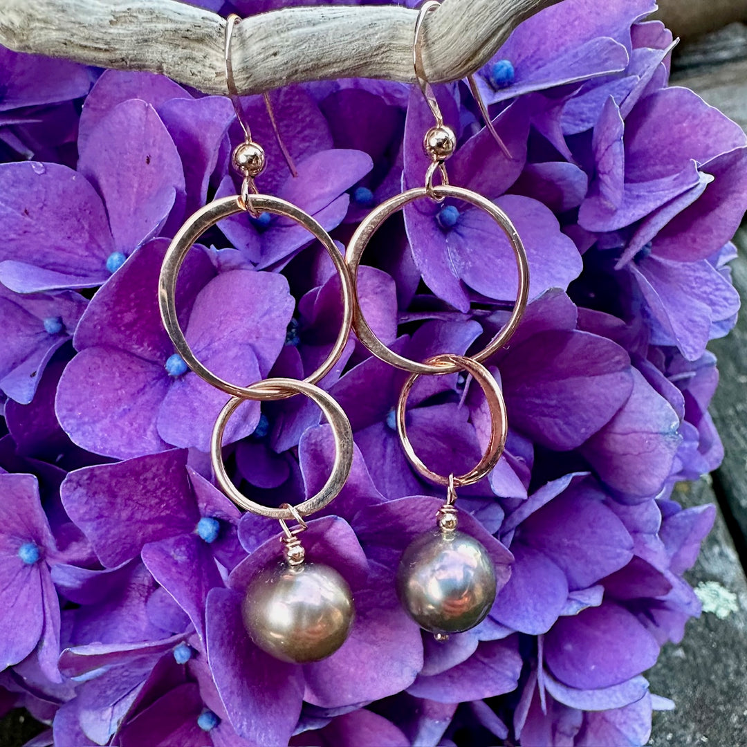 coffee freshwater pearl earrings