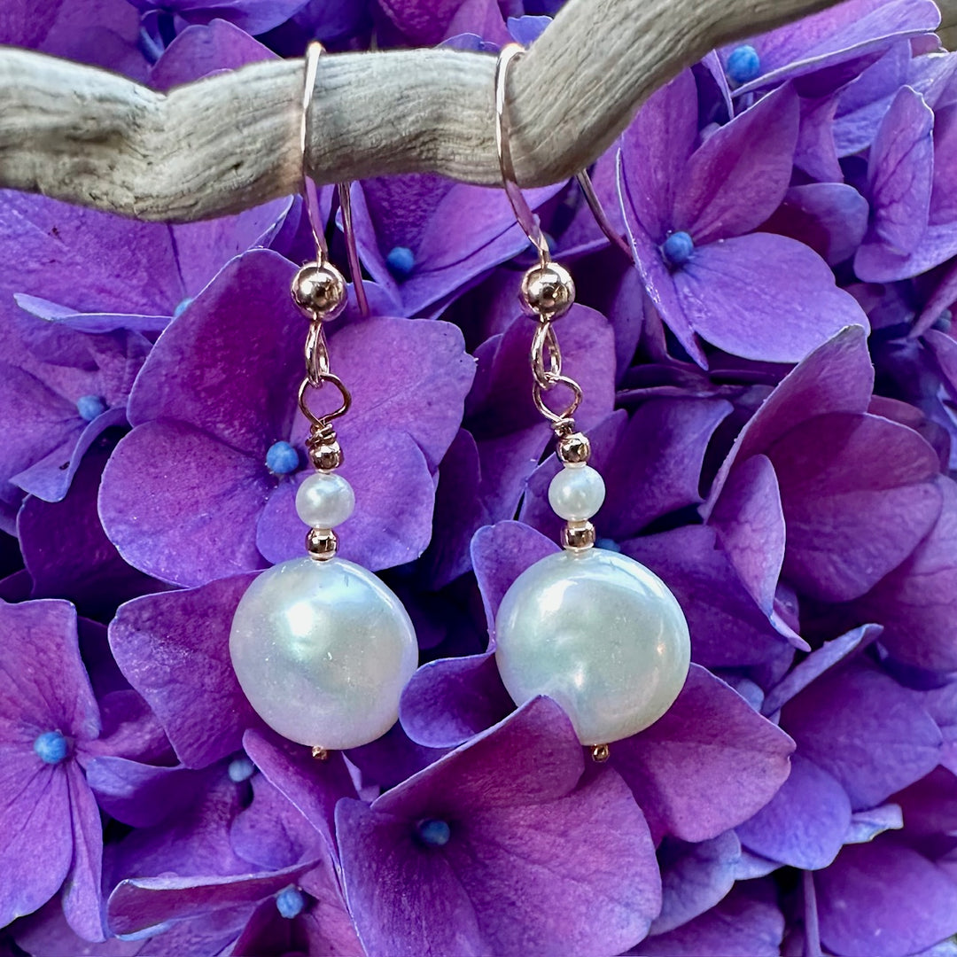 white freshwater coin pearl earrings
