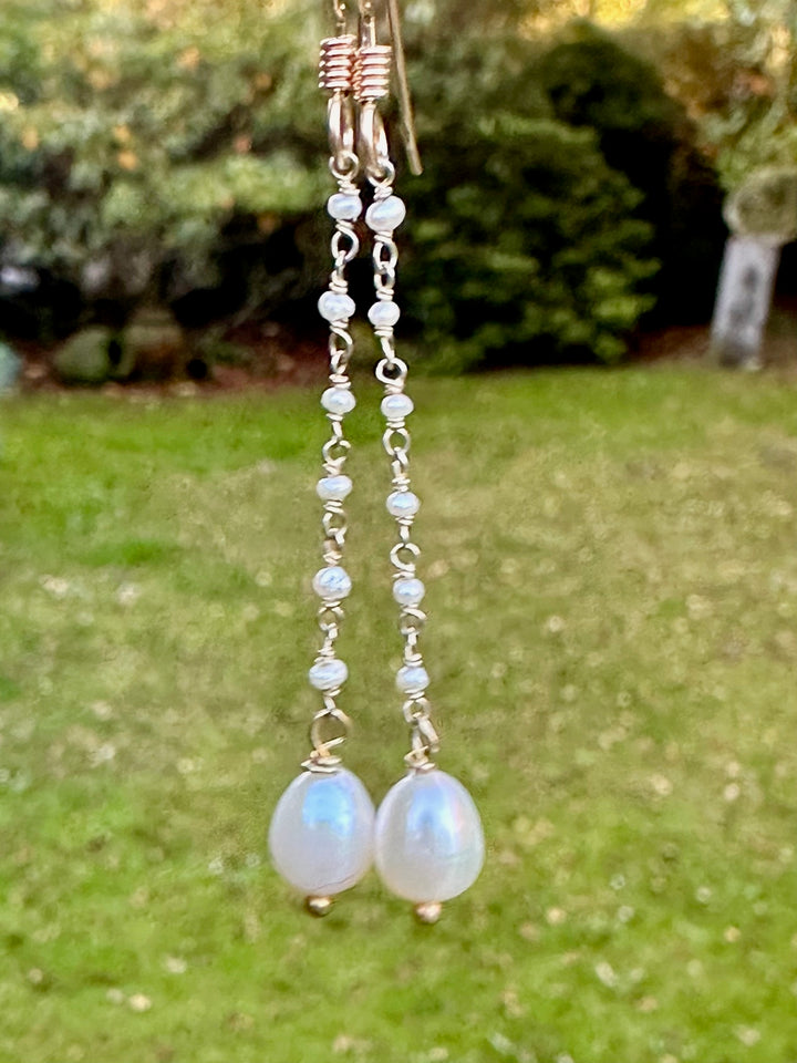 White freshwater pearl earrings