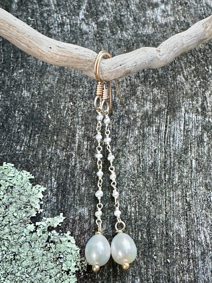 White freshwater pearl earrings