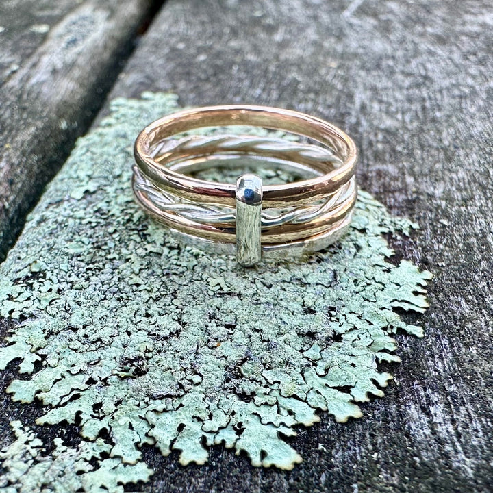 9ct rose gold and sterling silver fine unity ring