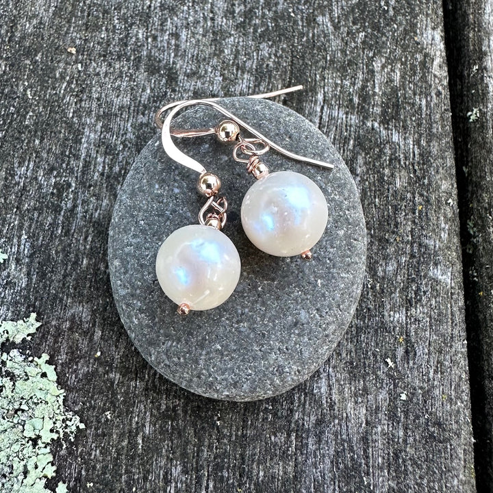 Simple white freshwater pearl earrings