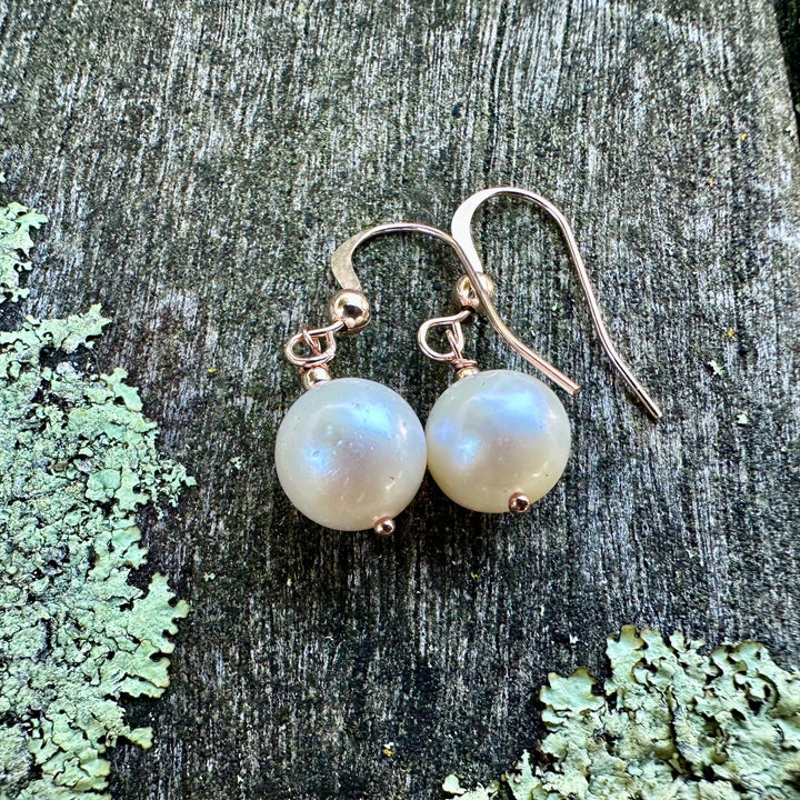 Simple white freshwater pearl earrings