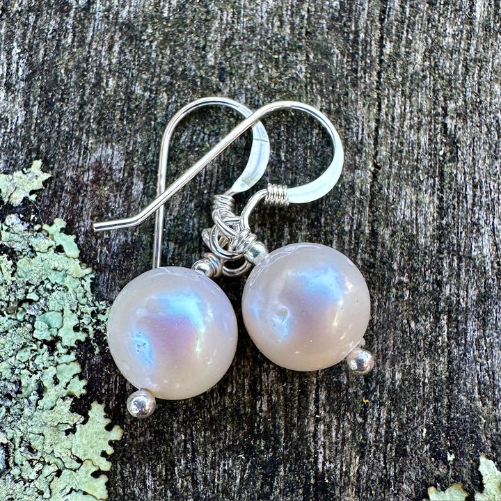 Simple white freshwater pearl earrings