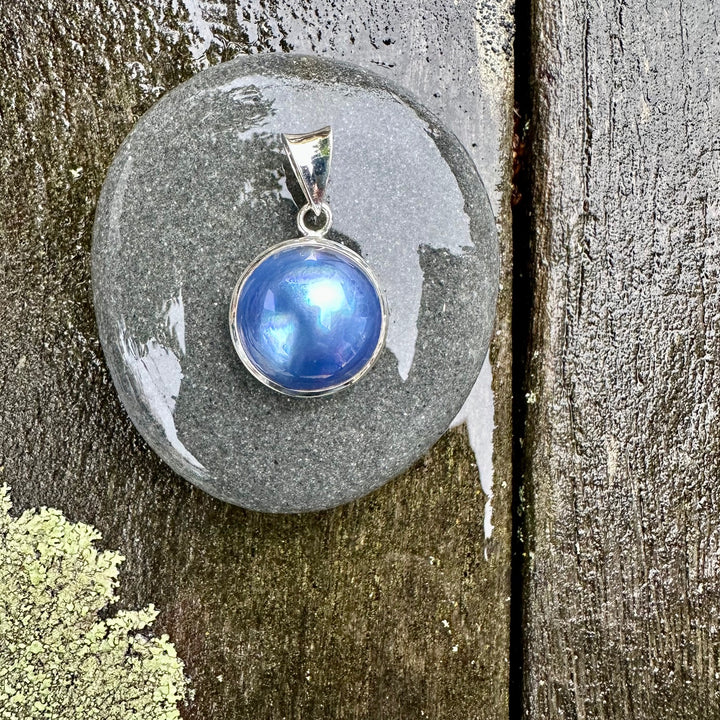 Peacock mabe pearl pendant