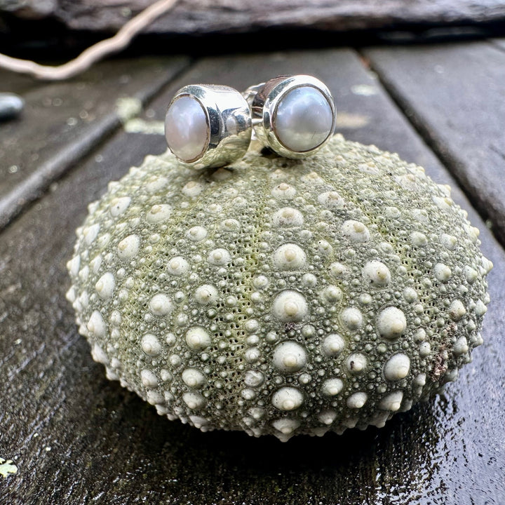 5mm white freshwater pearl studs