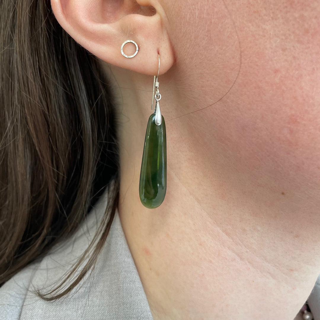 Dark New Zealand greenstone earrings