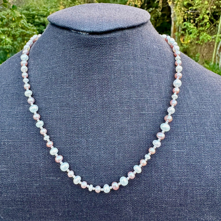 Pink & white freshwater pearl necklace