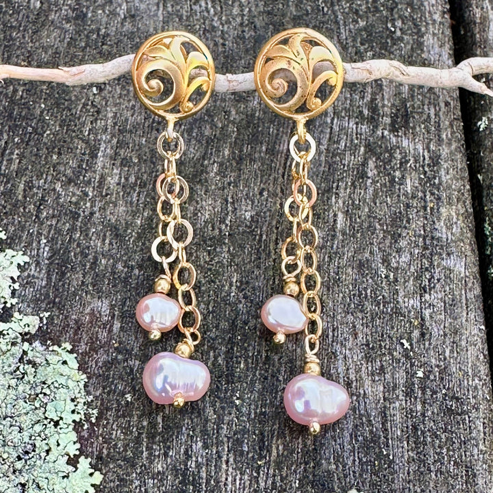 pink freshwater pearl earrings