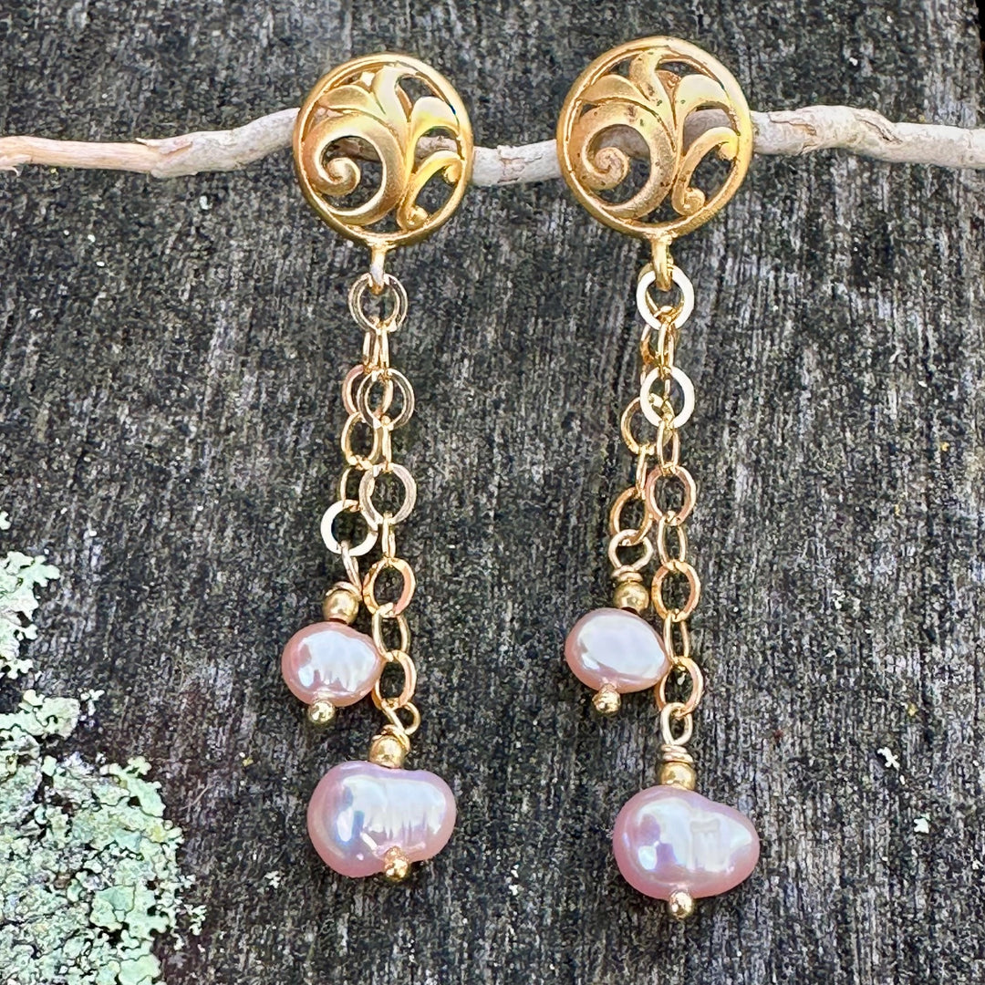 pink freshwater pearl earrings