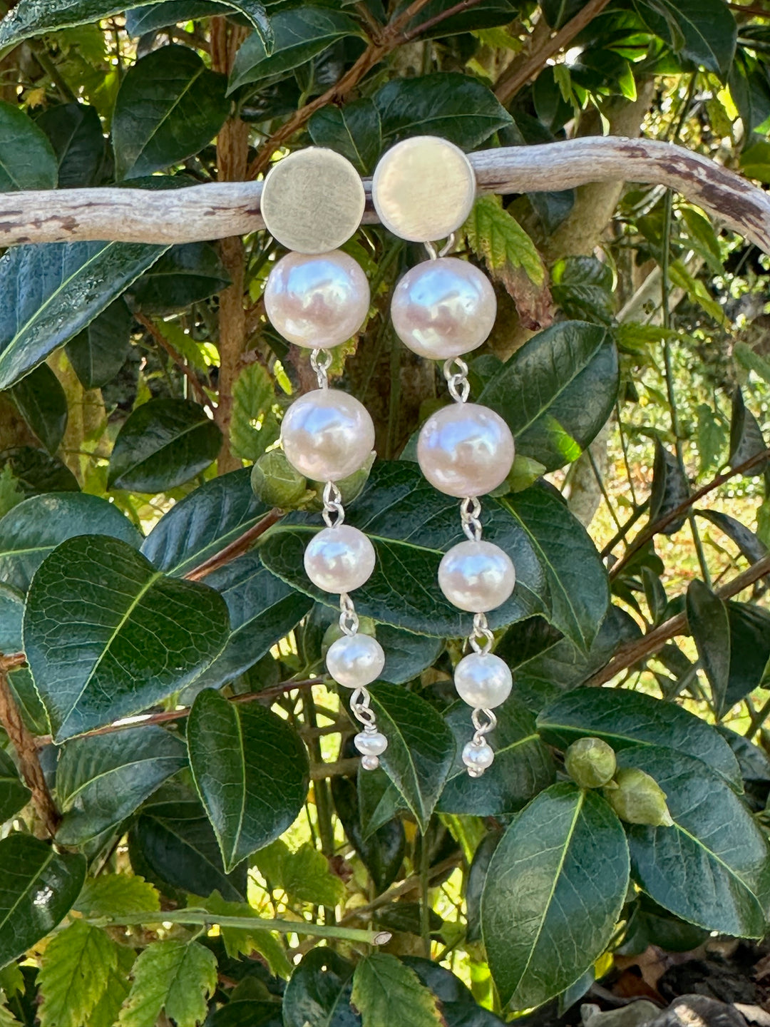 5 tier freshwater pearl earrings