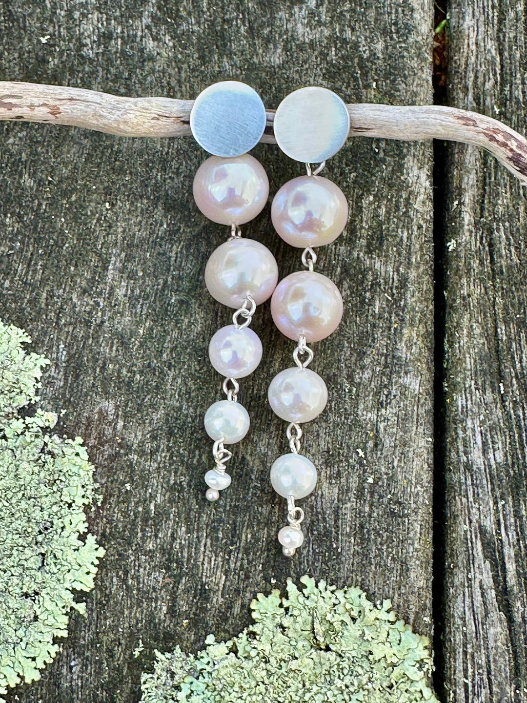 5 tier freshwater pearl earrings