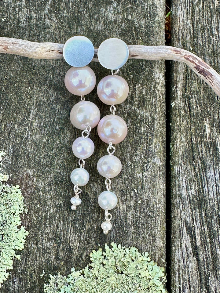 5 tier freshwater pearl earrings