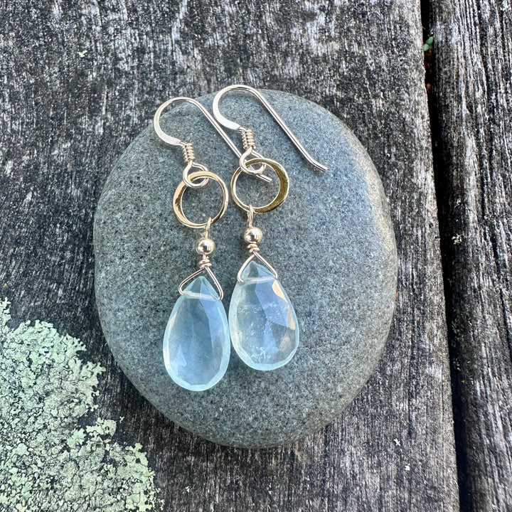 Faceted aquamarine drop earrings