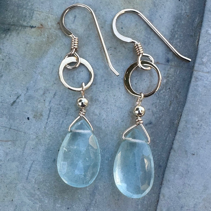 Faceted aquamarine drop earrings