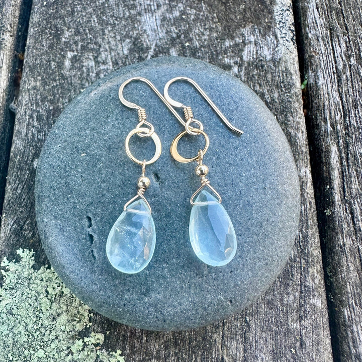 Faceted aquamarine drop earrings
