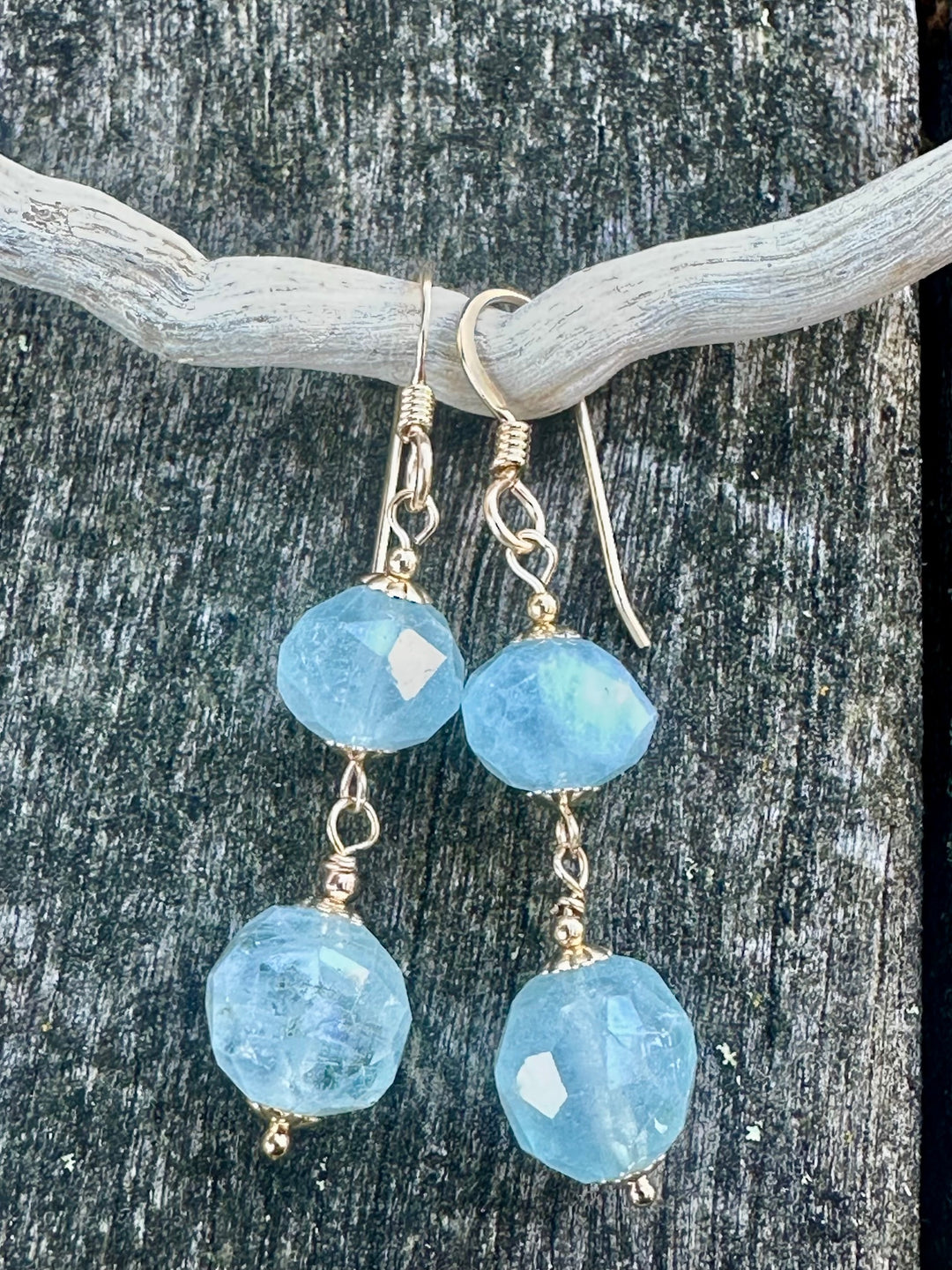 Faceted aquamarine earrings