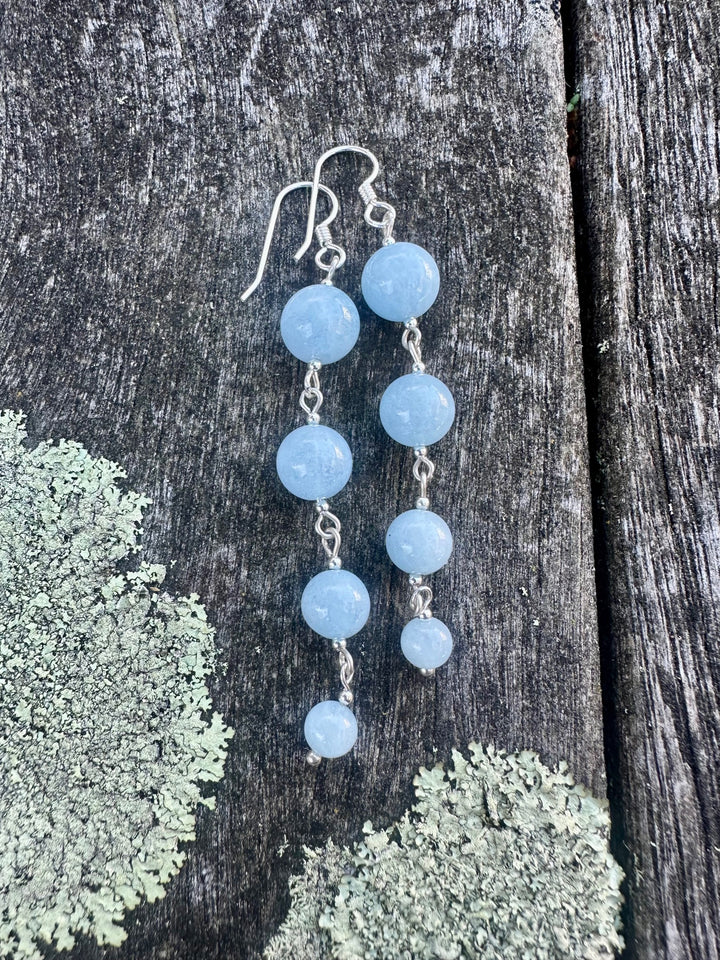 aquamarine 4 tier earrings