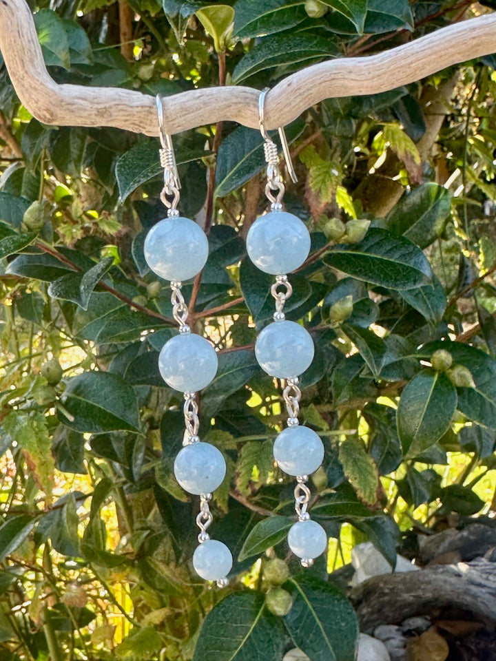 aquamarine 4 tier earrings