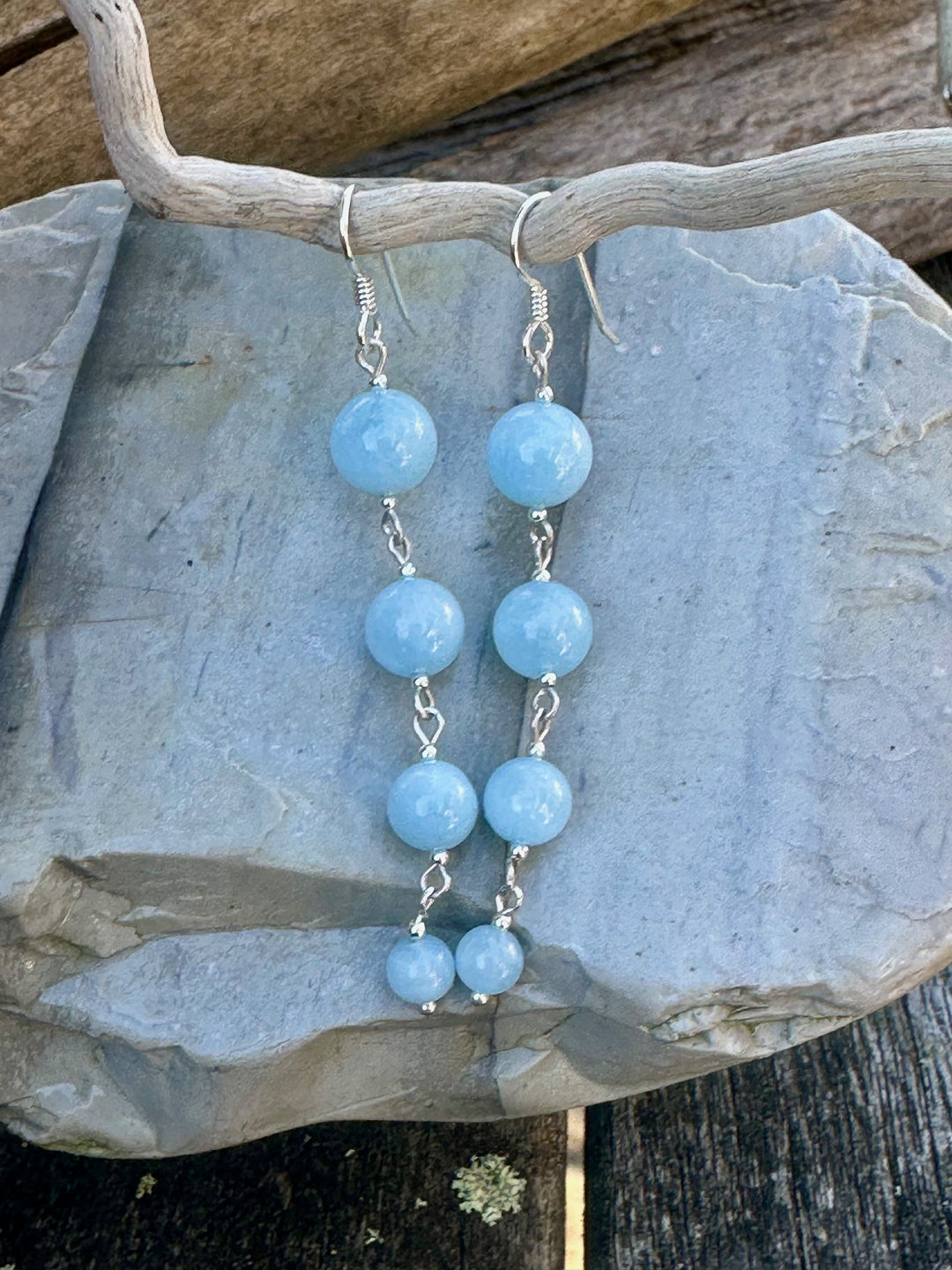 aquamarine 4 tier earrings